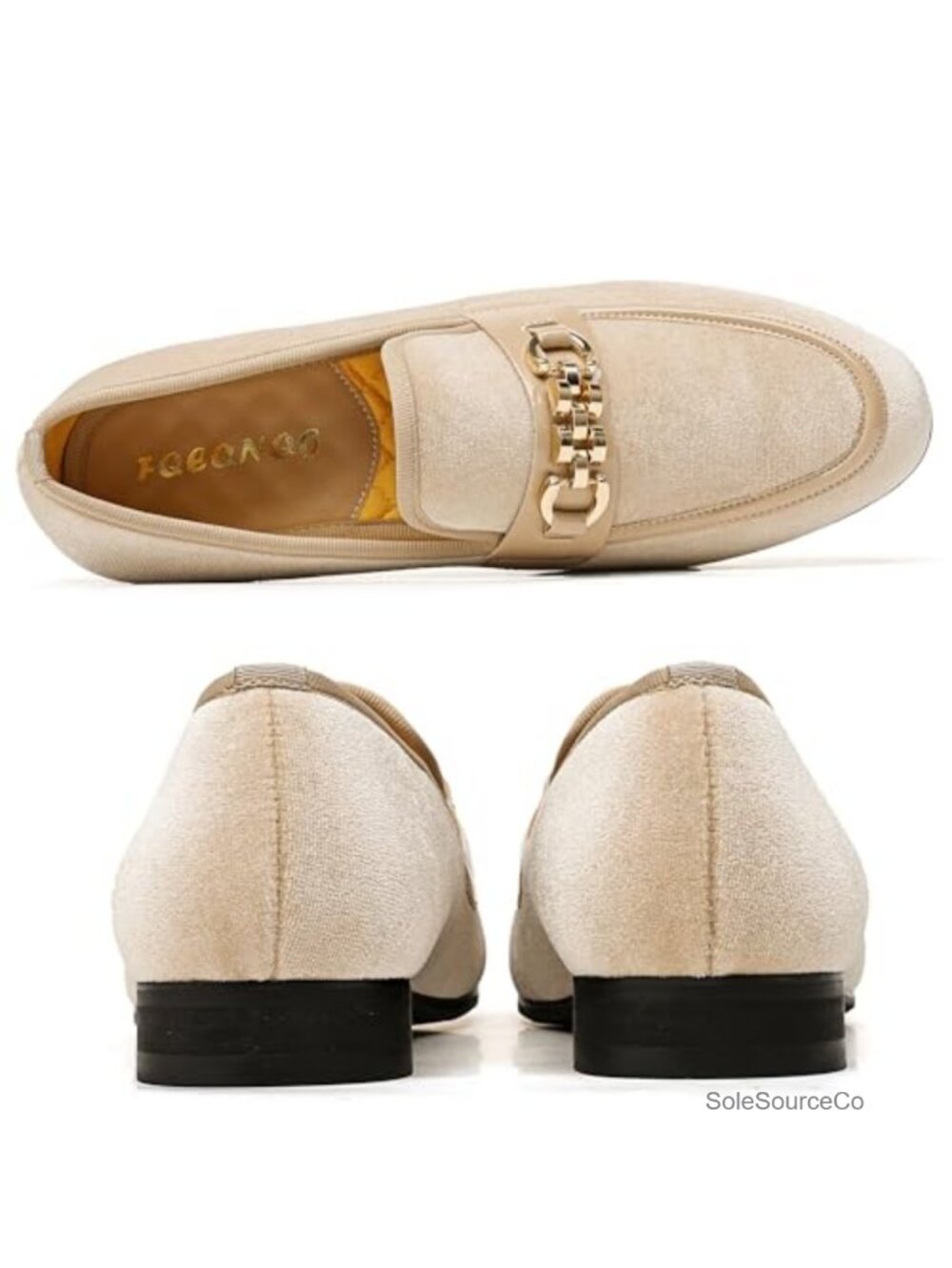 Men's Velvet Loafers Slip-On Dress Shoes with Gold Horsebit - Picture 3 of 6